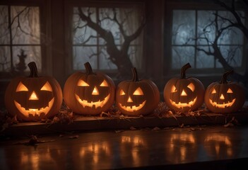 Obraz premium Halloween witch, skull and pumpkin, dark theme