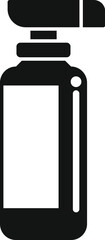 Black silhouette of a spray bottle with blank label, for cleaning products or disinfectants