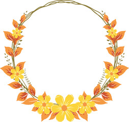 Autumn wreath round frame of fall season colors. 