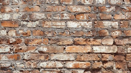 Obraz premium Damaged rustic brick wall background in brown beige color
