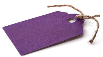 Dark purple cardboard tag isolated on white background suitable for text placement
