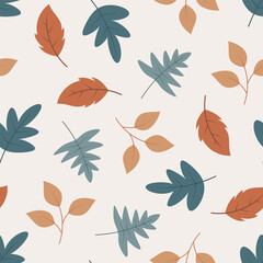 Leaves seamless pattern background isolated in white background