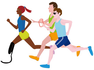 パラ陸上のユニバーサルリレーのイラスト素材です。