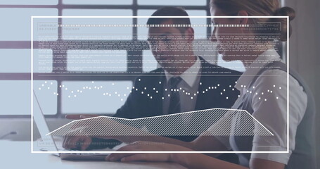 Image of data processing over diverse business people in office