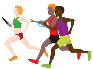 パラ陸上のユニバーサルリレーのイラスト素材です。