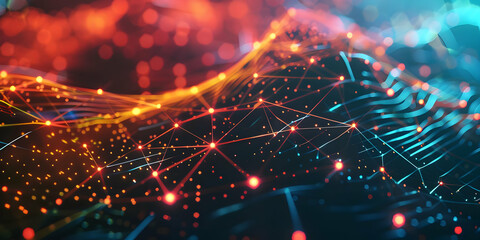 Obraz premium Abstract Background with Glowing Lines and Bokeh