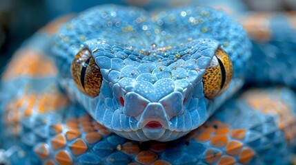 Fototapeta premium Close-up of blue viper snake face