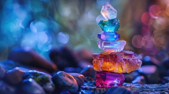 Gem stack with radiant backdrop