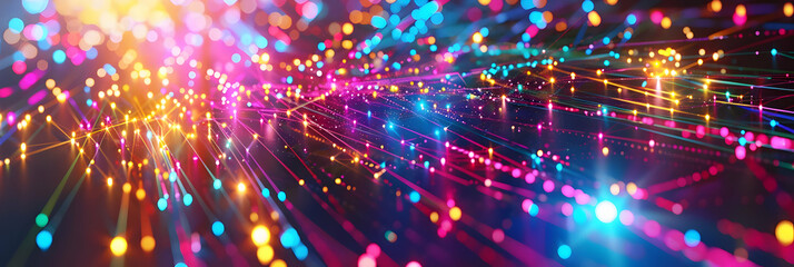 Obraz premium Abstract 3D Background with Colorful Lines and Lights