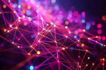 Fototapeta premium Abstract 3D Background with Neon Lines and Bokeh