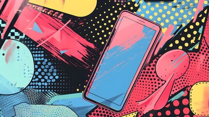 retro style ringing phone with blank bubble chat