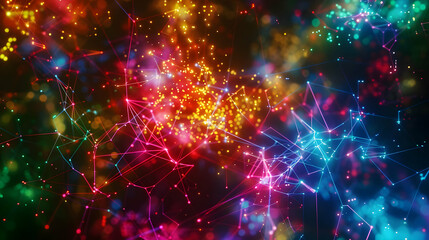 Fototapeta premium Abstract Background with Colorful Lines and Glowing Dots