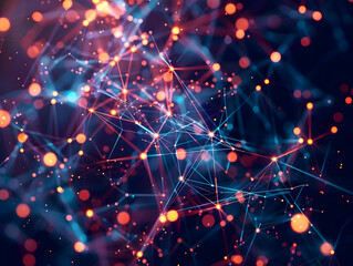 Fototapeta premium Abstract 3D Background with Glowing Lines and Bokeh Lights