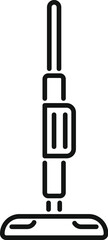 Simple black and white icon of a vacuum cleaner standing upright, great for representing a cleaning service