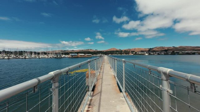 Walking on pier in bodega bay 