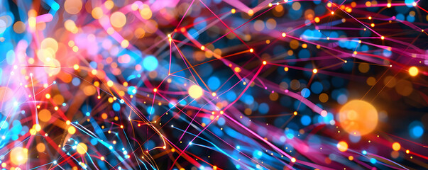 Fototapeta premium Abstract 3D Background with Colorful Lights and Lines