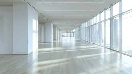 Fototapeta premium White and Wooden Empty Office Hall