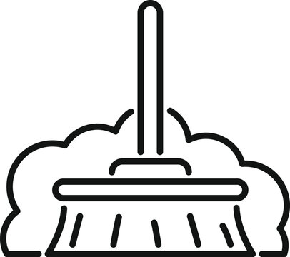 recommend clip art: Simple icon of a broom sweeping a cloud of dust, representing cleaning and housework