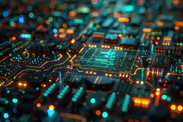 Futuristic microchip with intricate circuitry