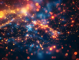Obraz premium Abstract Background with Glowing Lights and Network