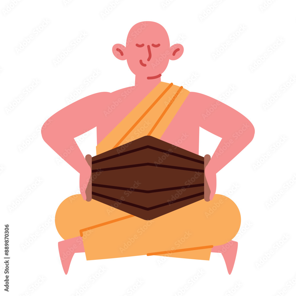 Sticker buddhist monk with drum