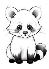 Obraz premium Cute cartoon animal, simple line drawing of animals in black and white with a white background