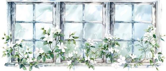 Spring's Gentle Embrace Through a Weathered Window