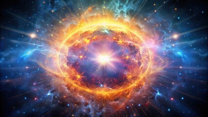 Fototapeta premium Cosmic explosion of a supernova in a distant galaxy, supernova, explode, cosmic, galaxy, explosion, astronomy, space, phenomenon