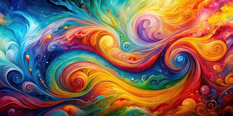 Colorful abstract liquid painting background with vibrant swirls and textures , liquid, painting, background, abstract
