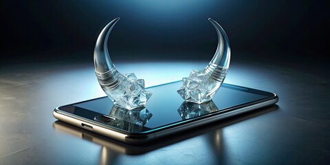 Crystal mobile in the shape of horns, crystal, mobile, decorative, horns, unique, design, elegant,hanging, interior, decor, luxury