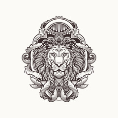 Lion head emblem. Vector illustration
