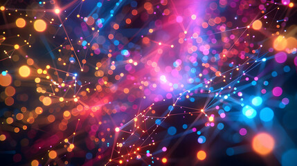 Fototapeta premium Abstract Background with Colorful Bokeh and Connecting Lines