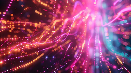 Fototapeta premium Abstract Background with Bright Pink, Yellow, and Blue Lights