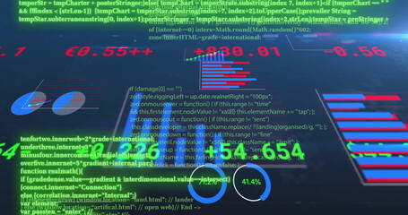 Image of financial data processing over black background