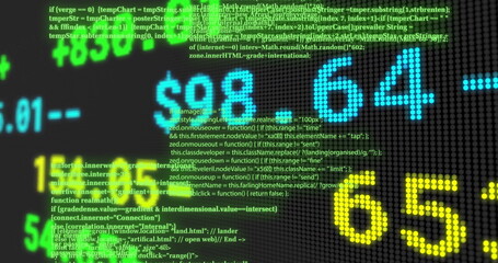 Image of financial data processing over black background