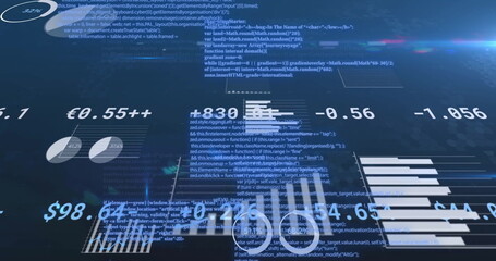 Image of financial data processing over black background