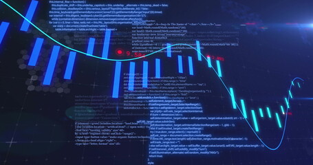 Image of financial data processing over black background