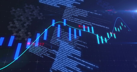 Image of financial data processing over black background
