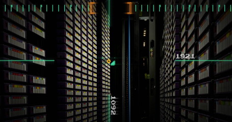 Image of data processing and scanner over server room