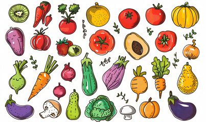 Fototapeta premium vegetable and fruits photo or illustrator on white background