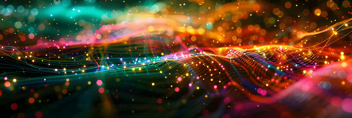 Obraz premium Abstract 3D Background with Colorful Lights and Bokeh