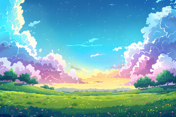 Obraz premium Comic illustration landscape background
