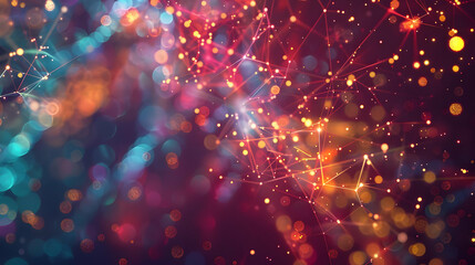 Abstract Background with Glowing Lights and Network Connection