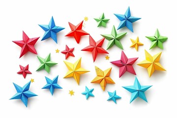 Obraz premium Colorful paper stars, isolated on white