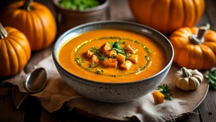  Autumns bounty in a bowlhearty pumpkin soup