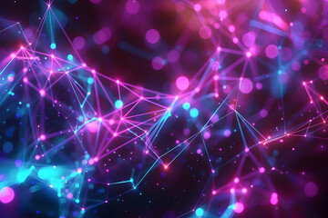 Obraz premium Abstract 3D Background with Pink and Blue Glowing Lines and Bokeh