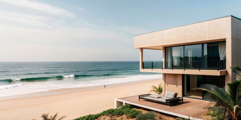 Fototapeta premium Modern Beach House with Ocean View