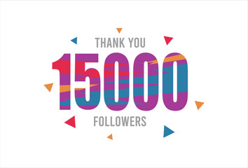 Thank you 15000 followers banner vector illustration.eps