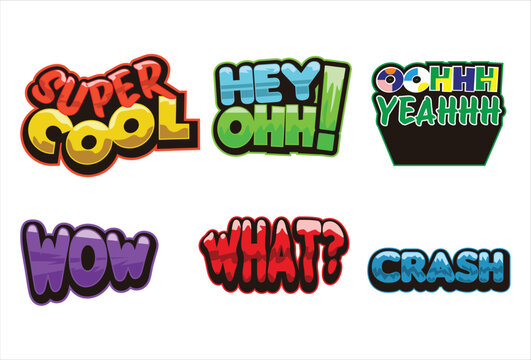 text elements illustration set. Text emotes collection. can be used for twitch youtube..eps