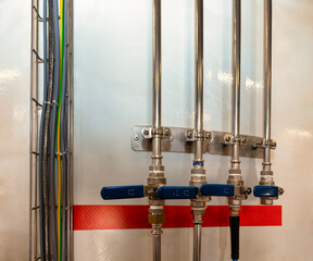 pipework flush mounted, with ball valve and stainless steel pipes with couplings for Plumbing